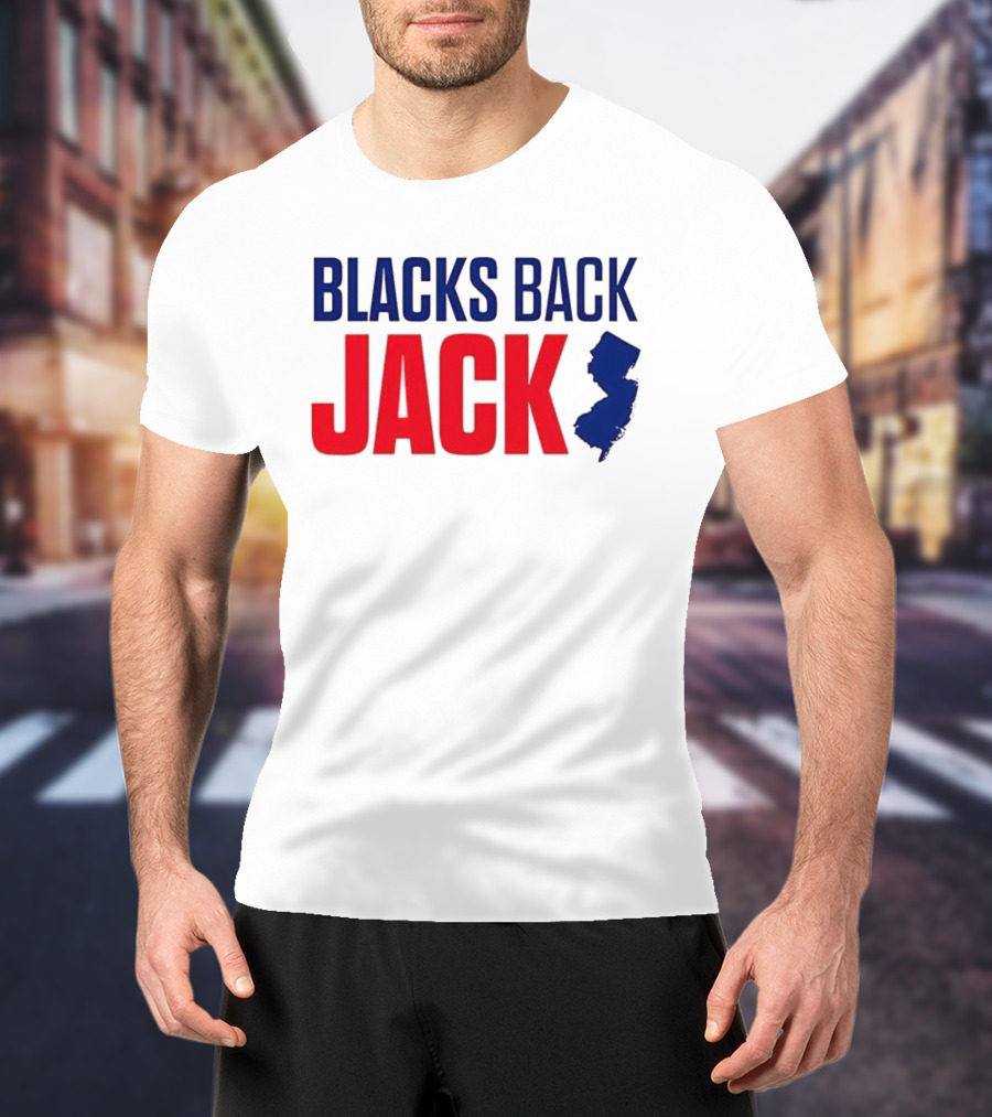 Blacks Back Jack New Jersey Map Support T-Shirt
