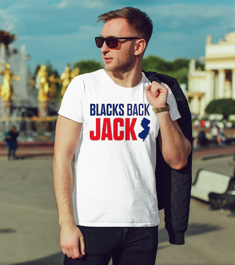 Blacks Back Jack New Jersey Map Support T-Shirt