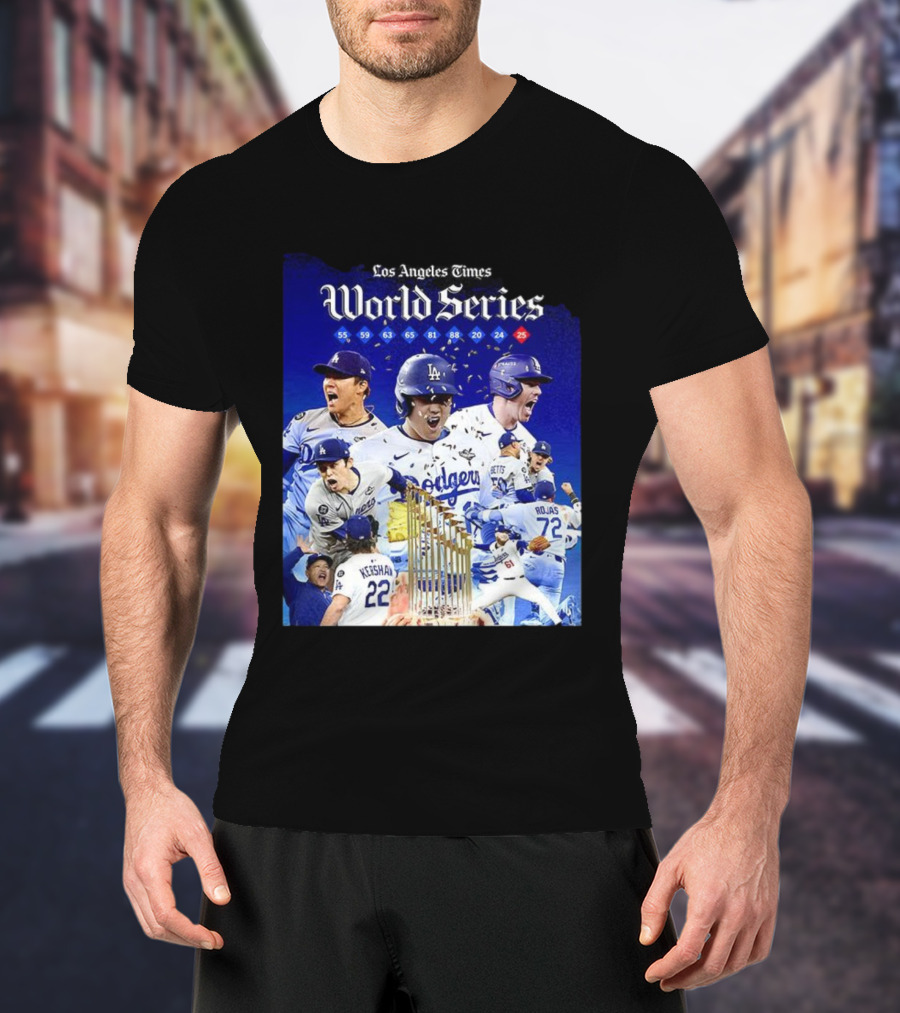 Los Angeles Dodgers World Series Champions 2025 Celebration With Iconic Moments And Championship Years T-Shirt