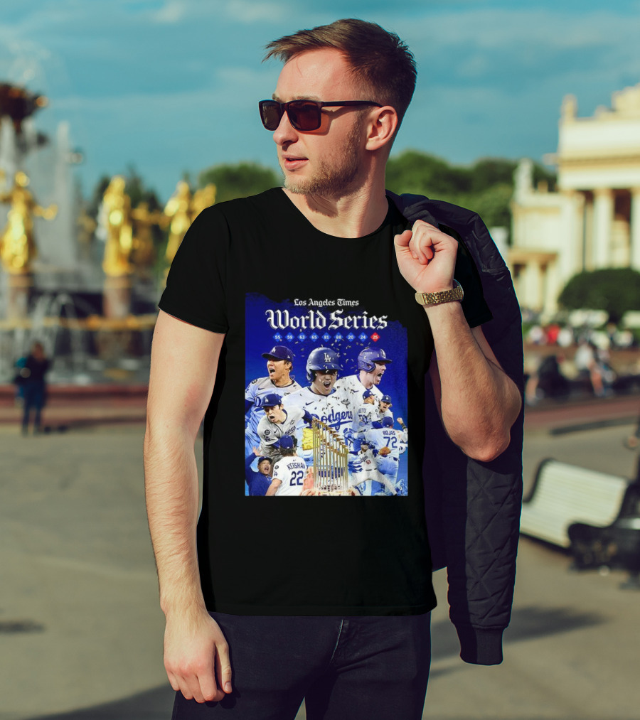 Los Angeles Dodgers World Series Champions 2025 Celebration With Iconic Moments And Championship Years T-Shirt