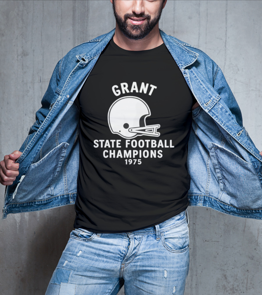 Grant State Football Champions 1975 Helmet T-Shirt