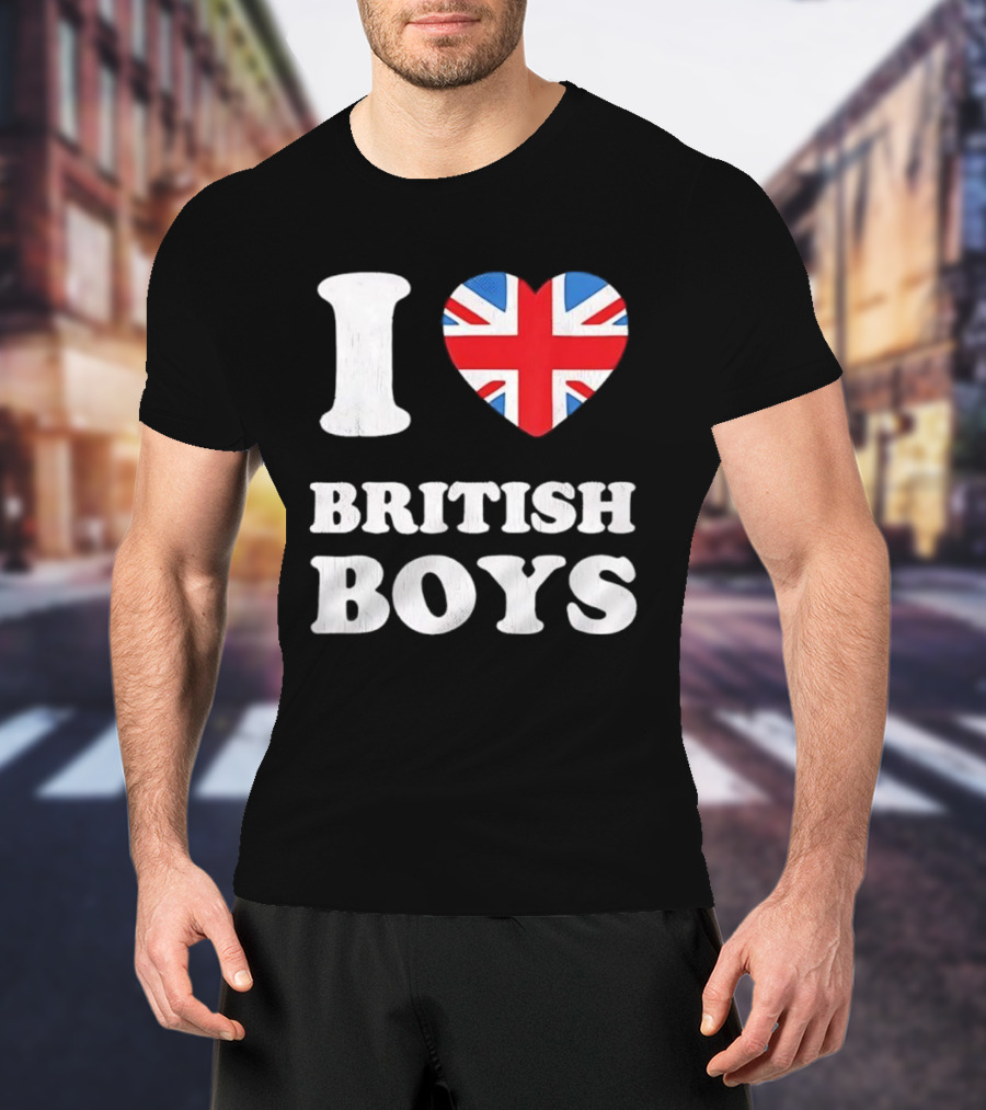 I Love British Boys Union Jack Heart Design T-Shirt