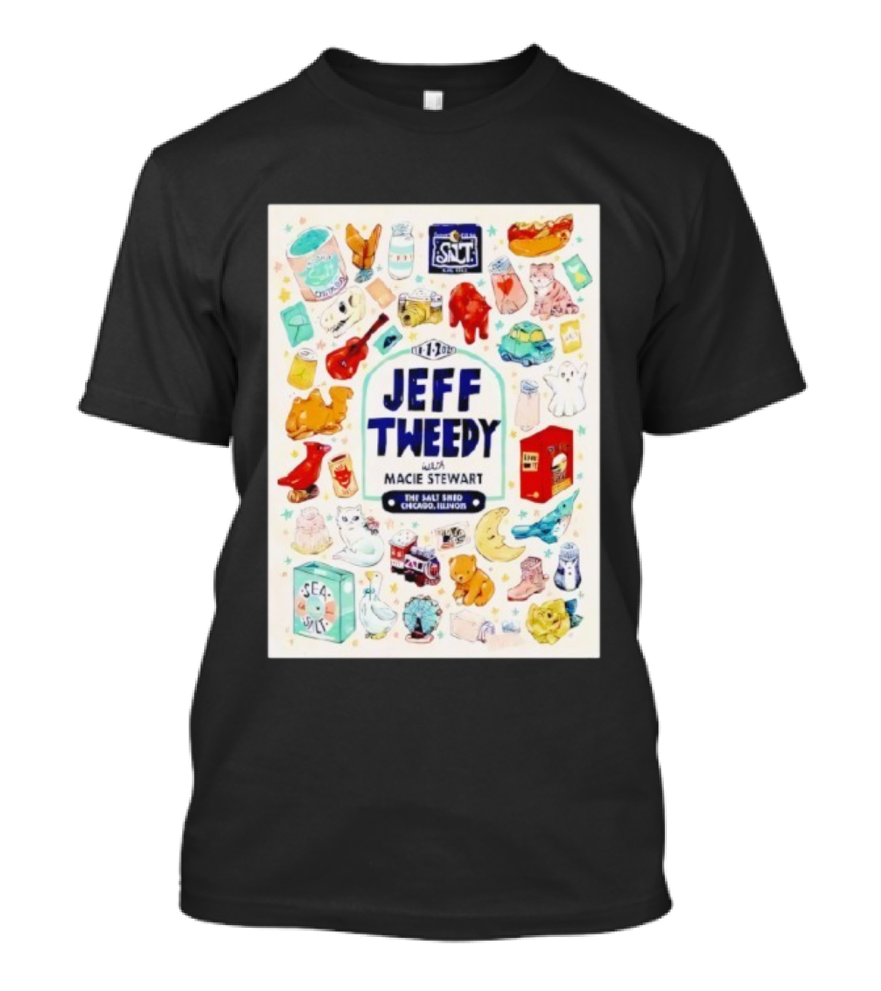 Jeff Tweedy With Macie Stewart The Salt Shed Chicago Illinois November 1 2025 Sea Salt Cats Boots Moon Pizza T-Shirt