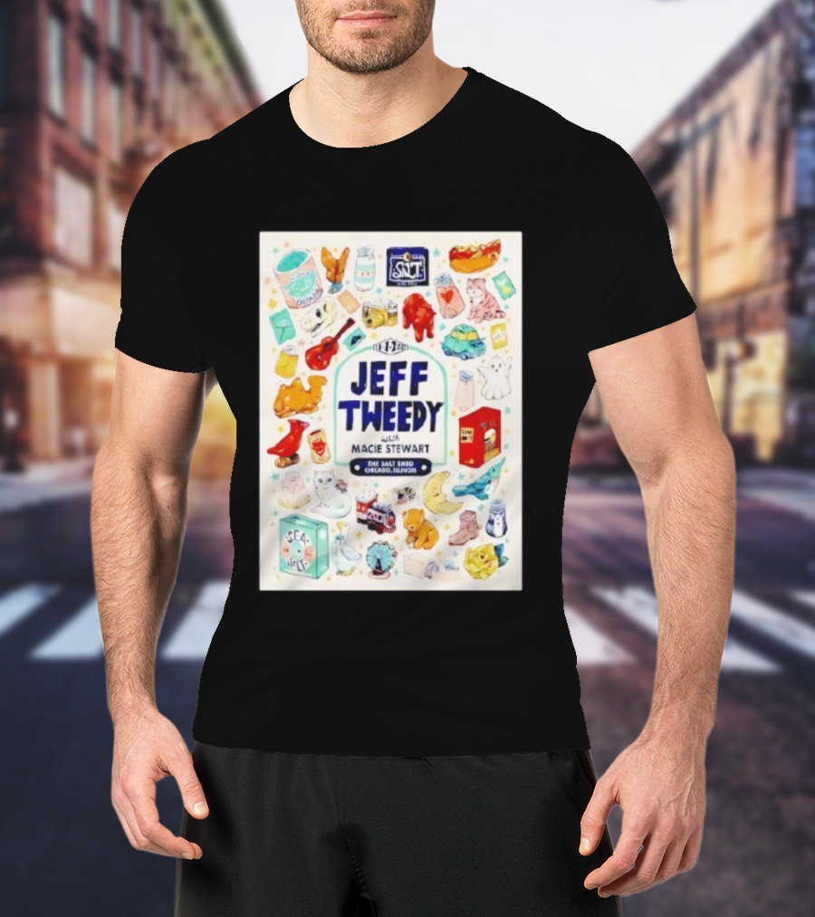 Jeff Tweedy With Macie Stewart The Salt Shed Chicago Illinois November 1 2025 Sea Salt Cats Boots Moon Pizza T-Shirt