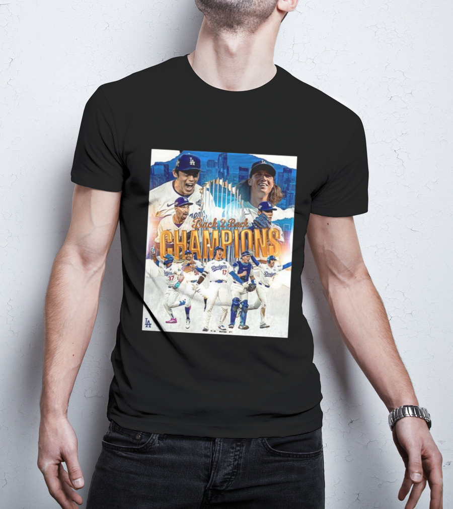 Back 2 Back Champions Los Angeles Dodgers 2025 Celebration T-Shirt