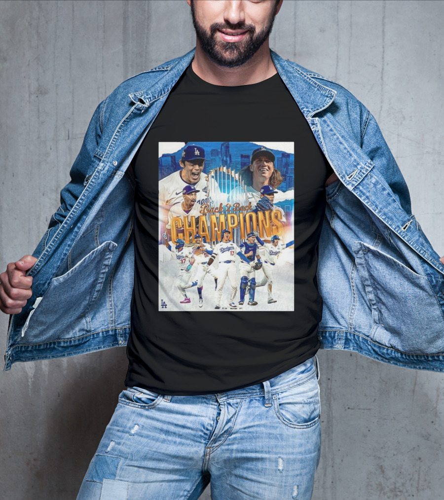 Back 2 Back Champions Los Angeles Dodgers 2025 Celebration T-Shirt
