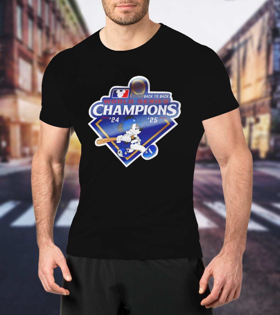 Back To Back World Series Champions '24 '25 Mickey Mouse Dodgers T-Shirt