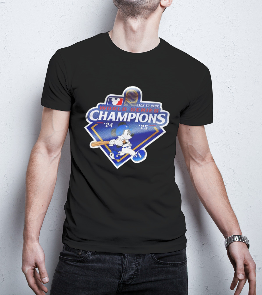 Back To Back World Series Champions '24 '25 Mickey Mouse Dodgers T-Shirt