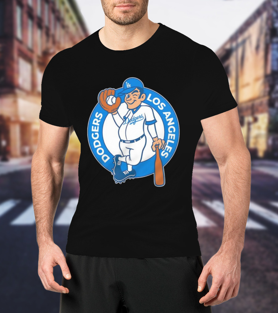 Los Angeles Dodgers Vintage Cartoon Character MLB Team Retro Style T-Shirt