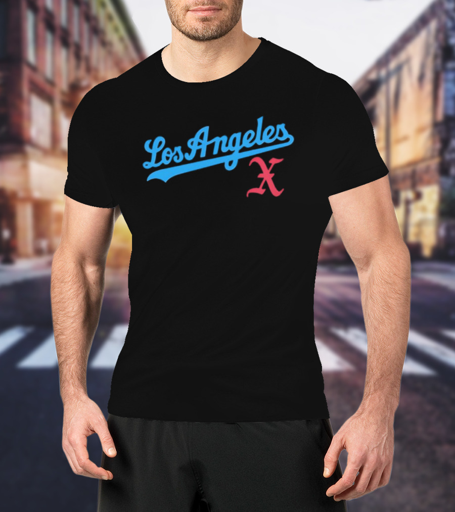 Los Angeles Crossed Red X Baseball Style T-Shirt