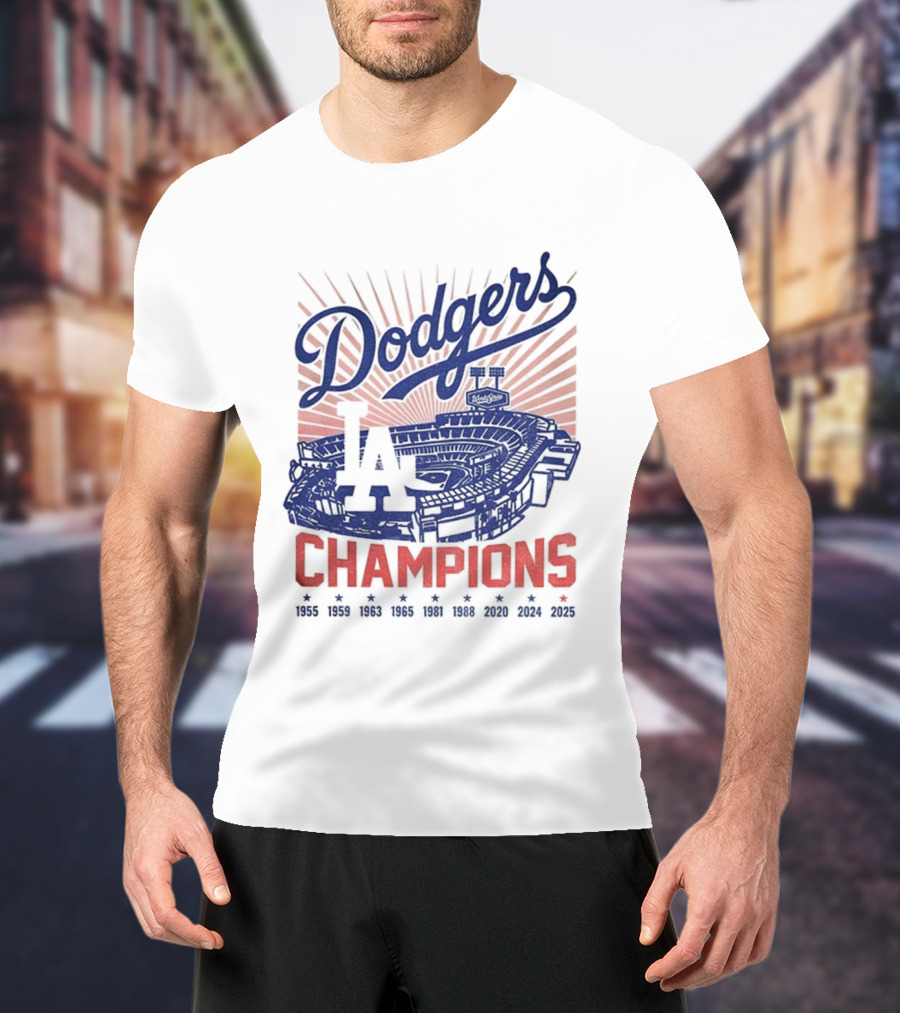 Stadium 2025 Los Angeles Dodgers Baseball Champions 1955 2025 T-Shirt