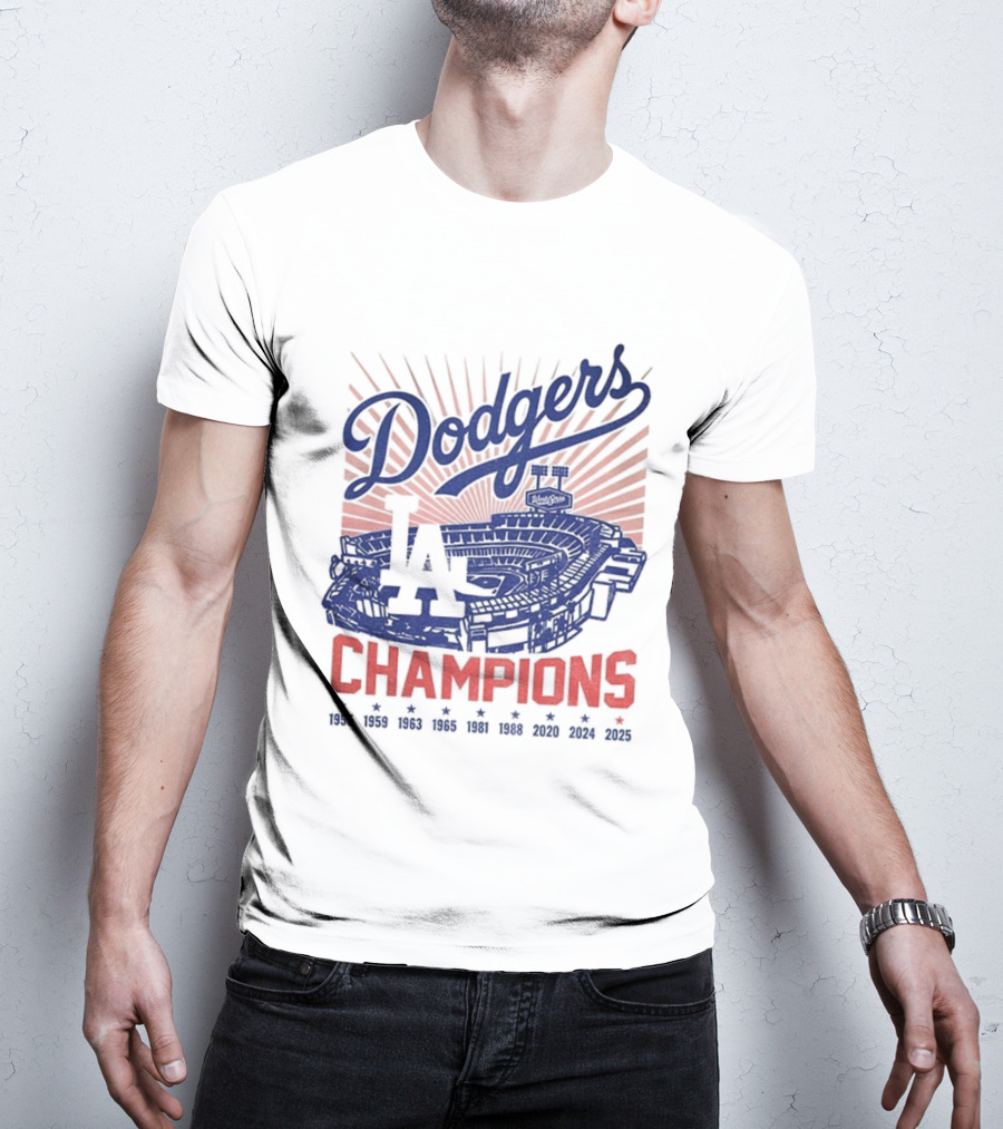 Stadium 2025 Los Angeles Dodgers Baseball Champions 1955 2025 T-Shirt