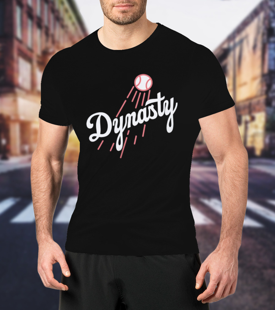 Dynasty Baseball Script With Red Streaked Ball T-Shirt