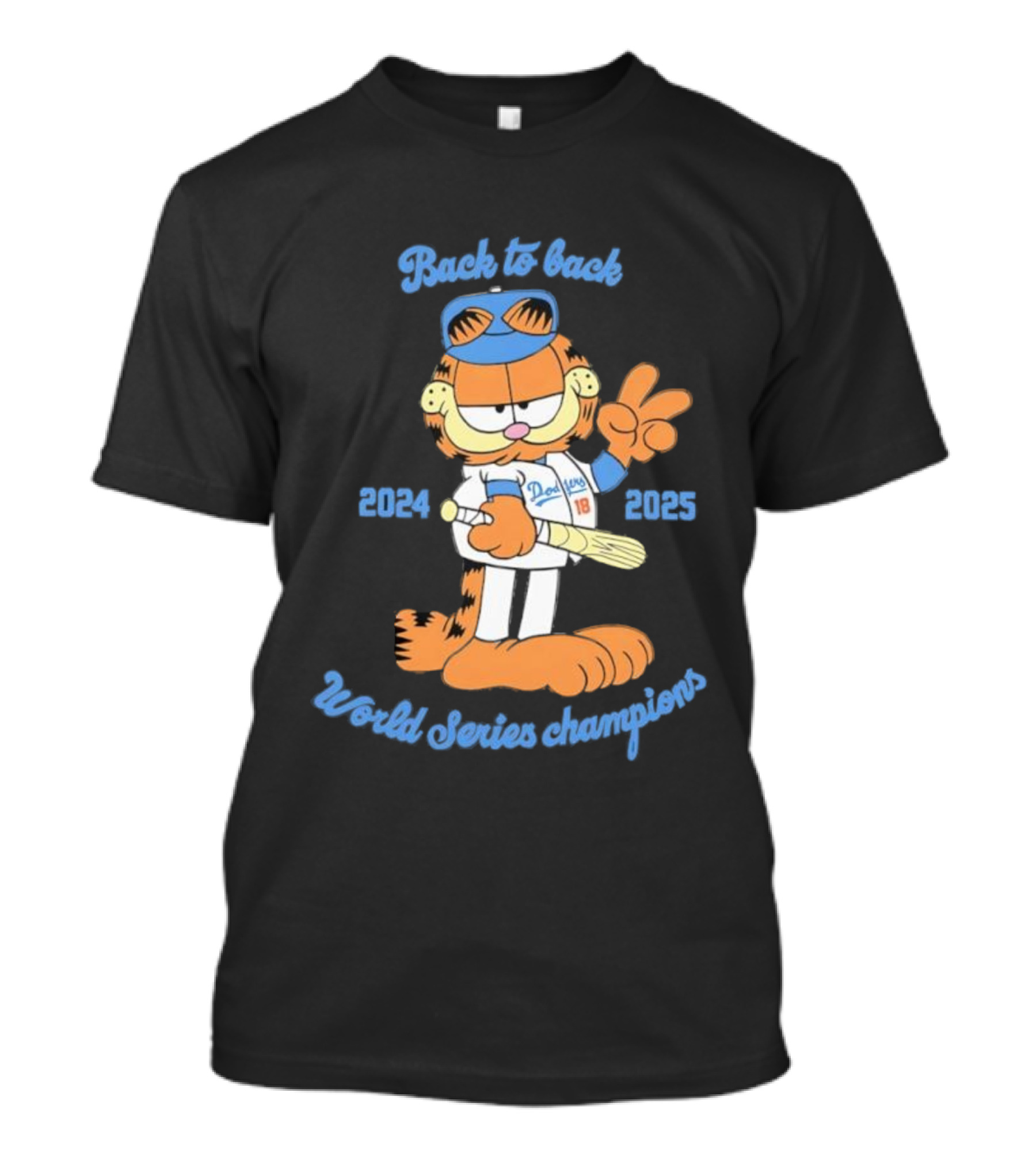 Back-to-Back Dodgers Garfield World Series Champions 2024 2025 T-Shirt