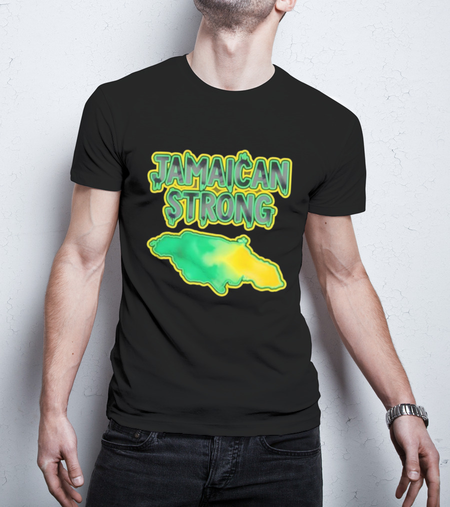 Jamaican Strong Watercolor Country Map T-Shirt
