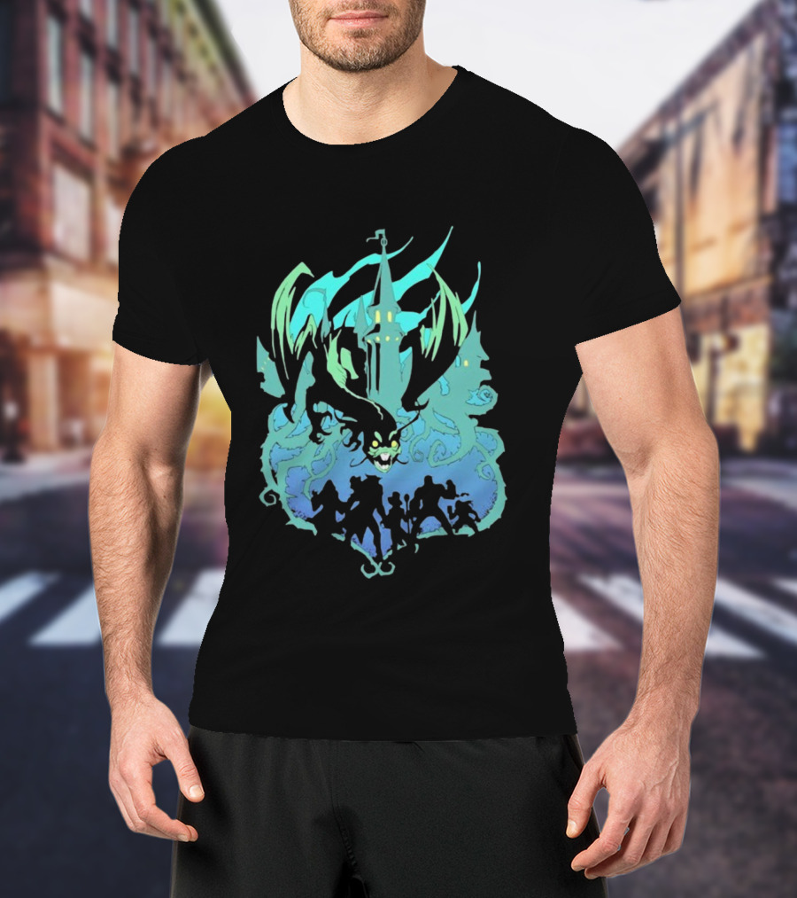 Legends Of Avantris Witchlight Jabberwock Fantasy Tower And Dragon Scene T-Shirt