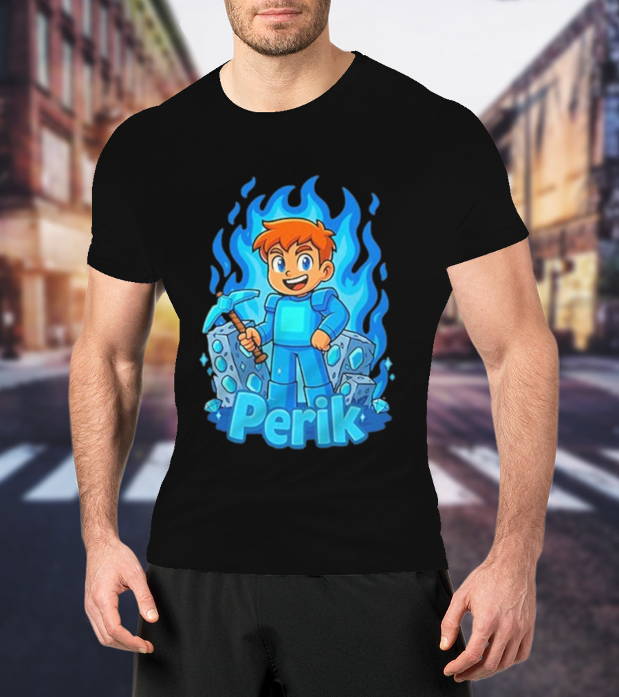 Perik Diamant Blue Flame Miner Character T-Shirt
