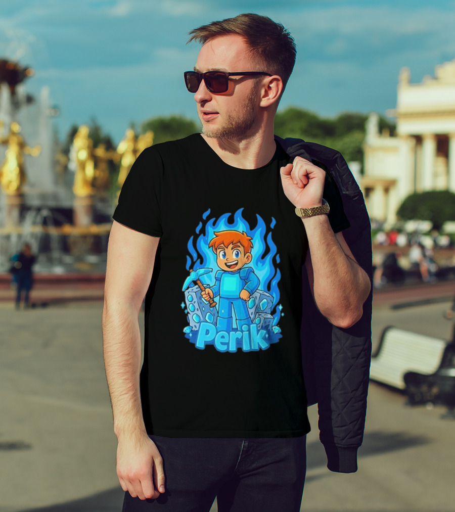 Perik Diamant Blue Flame Miner Character T-Shirt