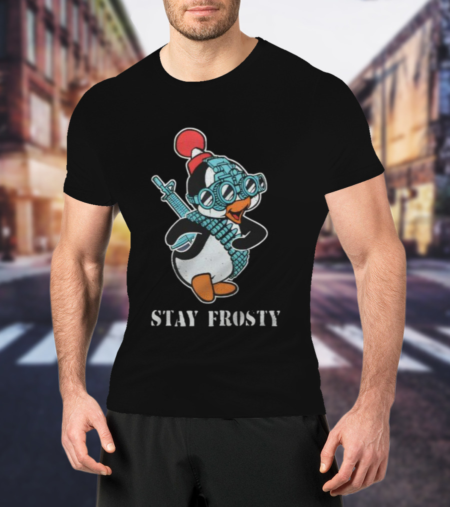 Tactical Penguin Stay Frosty Night Vision Goggles And Rifle T-Shirt