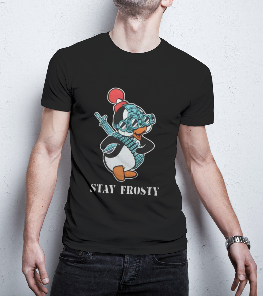 Tactical Penguin Stay Frosty Night Vision Goggles And Rifle T-Shirt