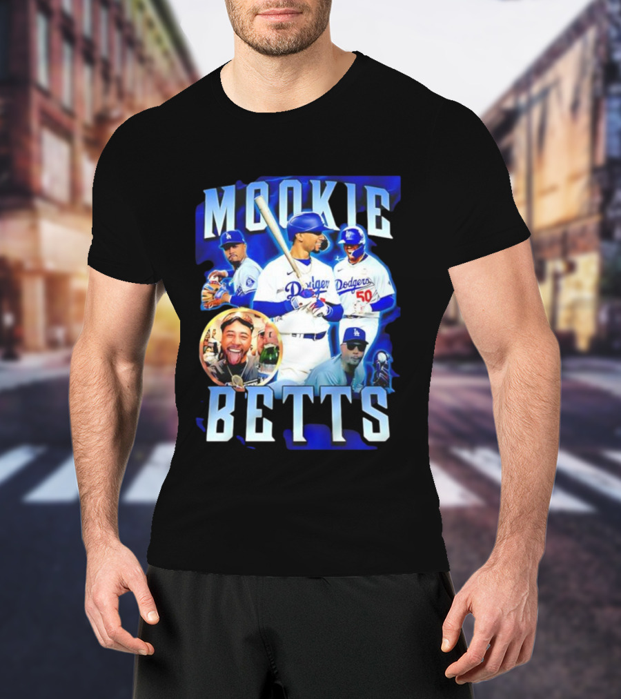 Mookie Betts LA Dodgers Player Collage T-Shirt