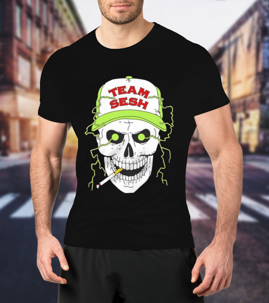 Team Sesh Skull Smoking Bone Tour North America 2025 T-Shirt