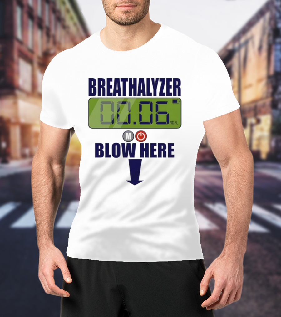 Breathalyzer 00.06 Mg/L Blow Here Power Button Graphic T-Shirt