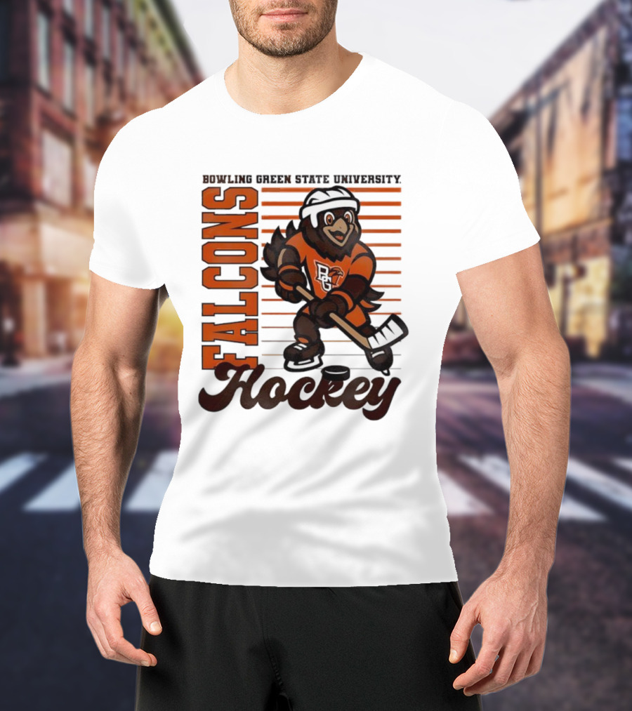 Bowling Green Falcons Freddy Falcon Hockey BG Mascot T-Shirt