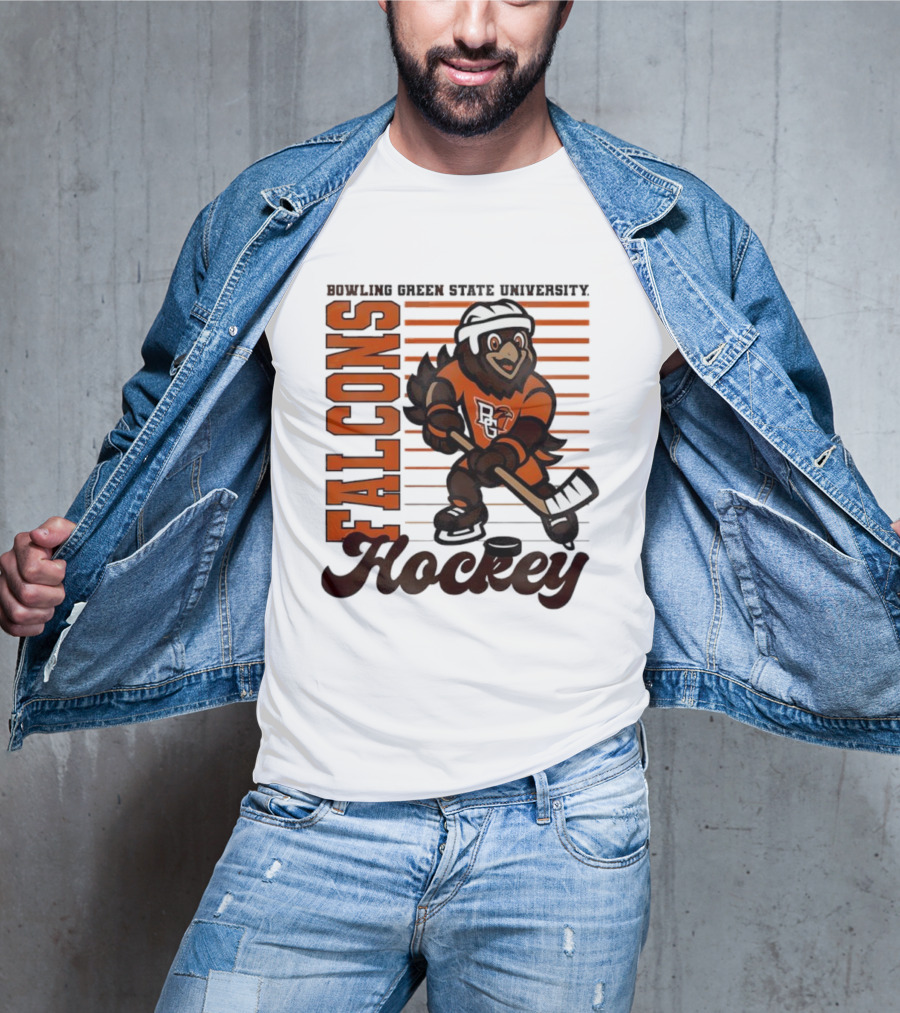 Bowling Green Falcons Freddy Falcon Hockey BG Mascot T-Shirt