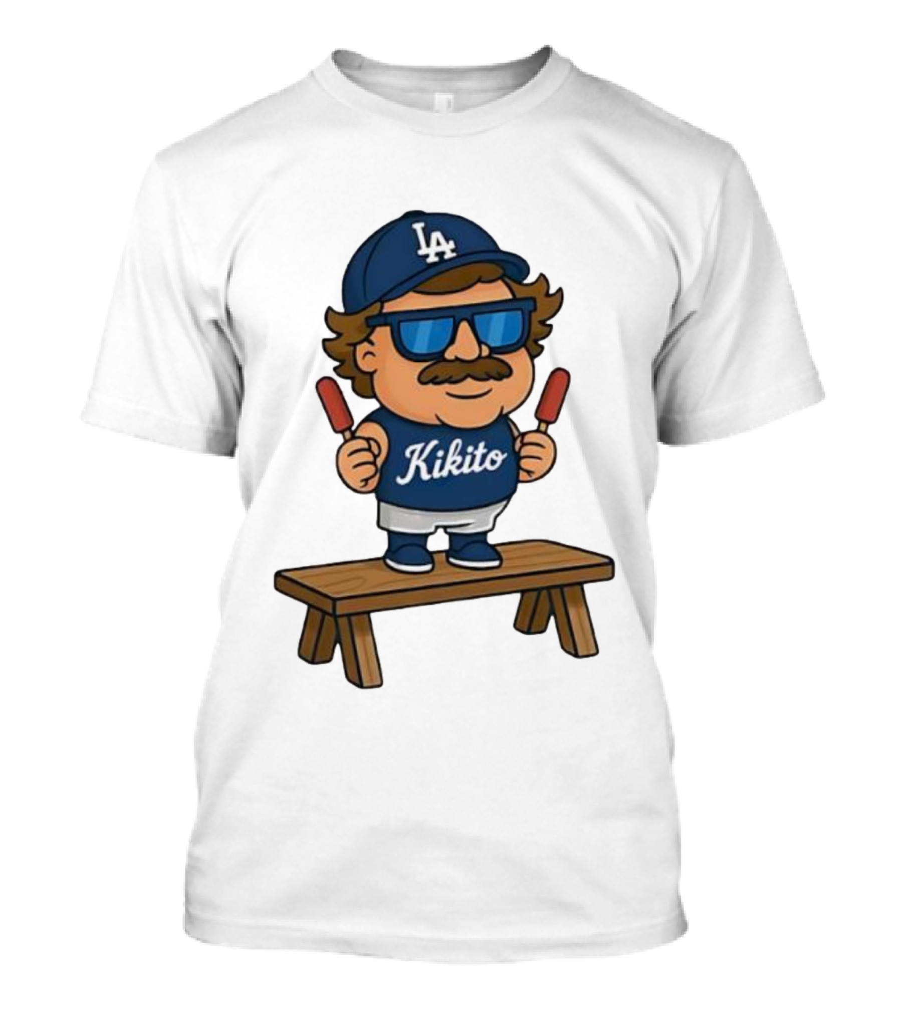 Kikito Popsicles LA Cap Character With Sunglasses And Mustache T-Shirt