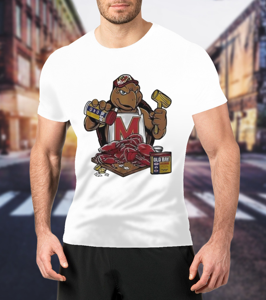 Maryland Terrapins Testudo Old Bay Crab Picking Maryland Pride T-Shirt