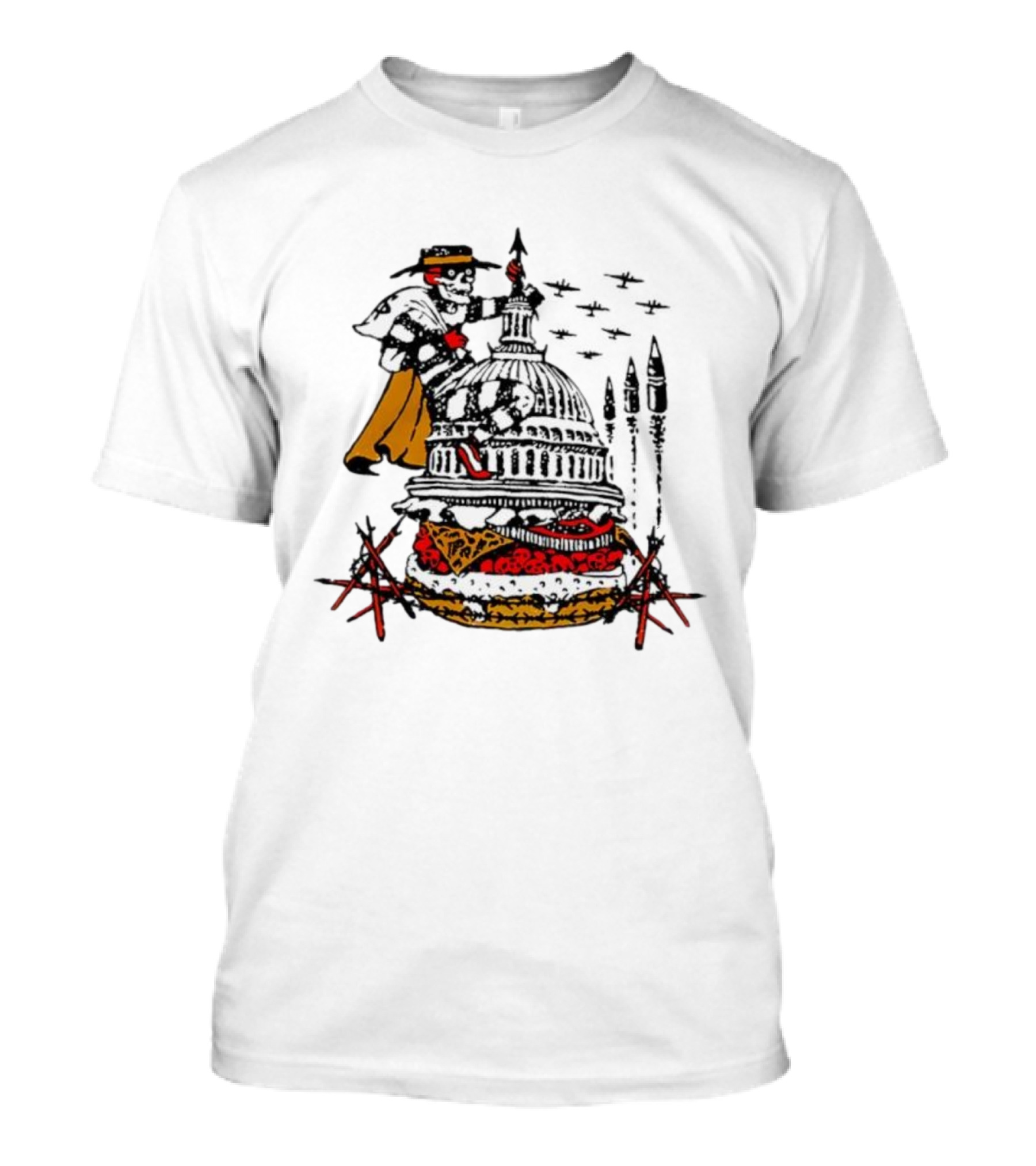 Murder Burger Skeleton Parody Capitol Building Food Mashup T-Shirt