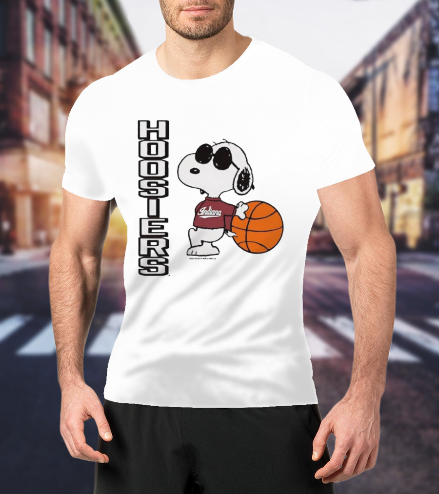 Indiana Hoosiers Peanuts Joe Cool Snoopy Basketball Fan Apparel T-Shirt