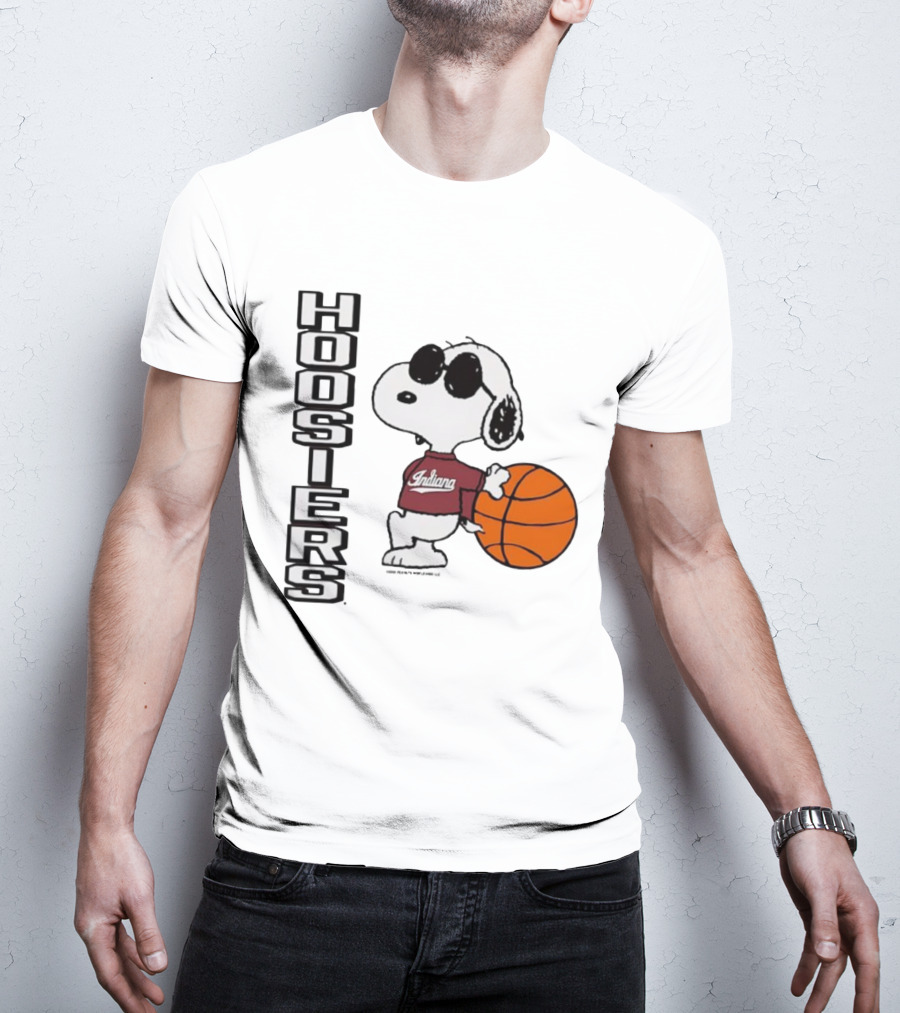 Indiana Hoosiers Peanuts Joe Cool Snoopy Basketball Fan Apparel T-Shirt