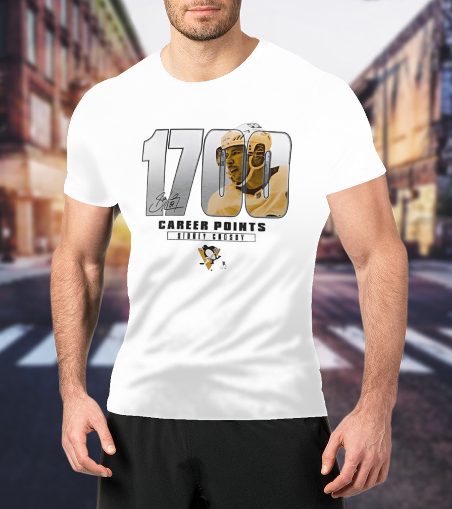 Sidney Crosby 1700 Pittsburgh Penguins Achievement Signature T-Shirt