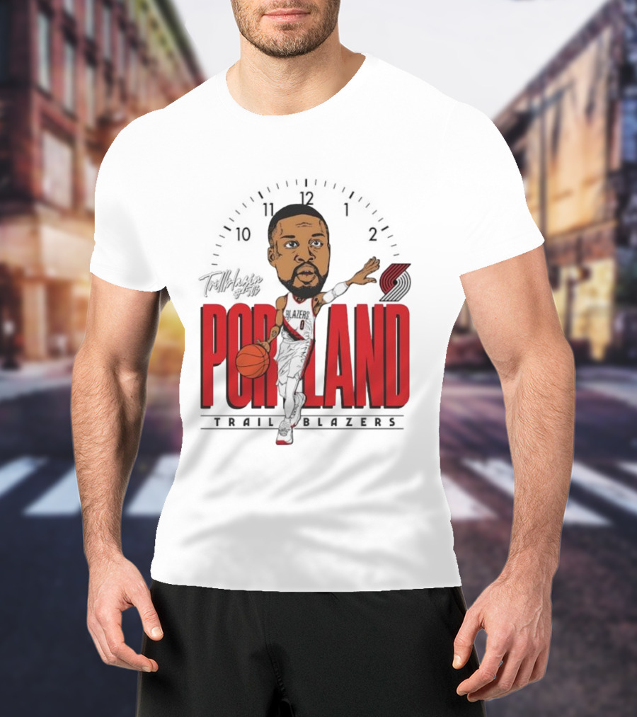 Portland Trail Blazers Cartoon Basketball Player Logo T-Shirt