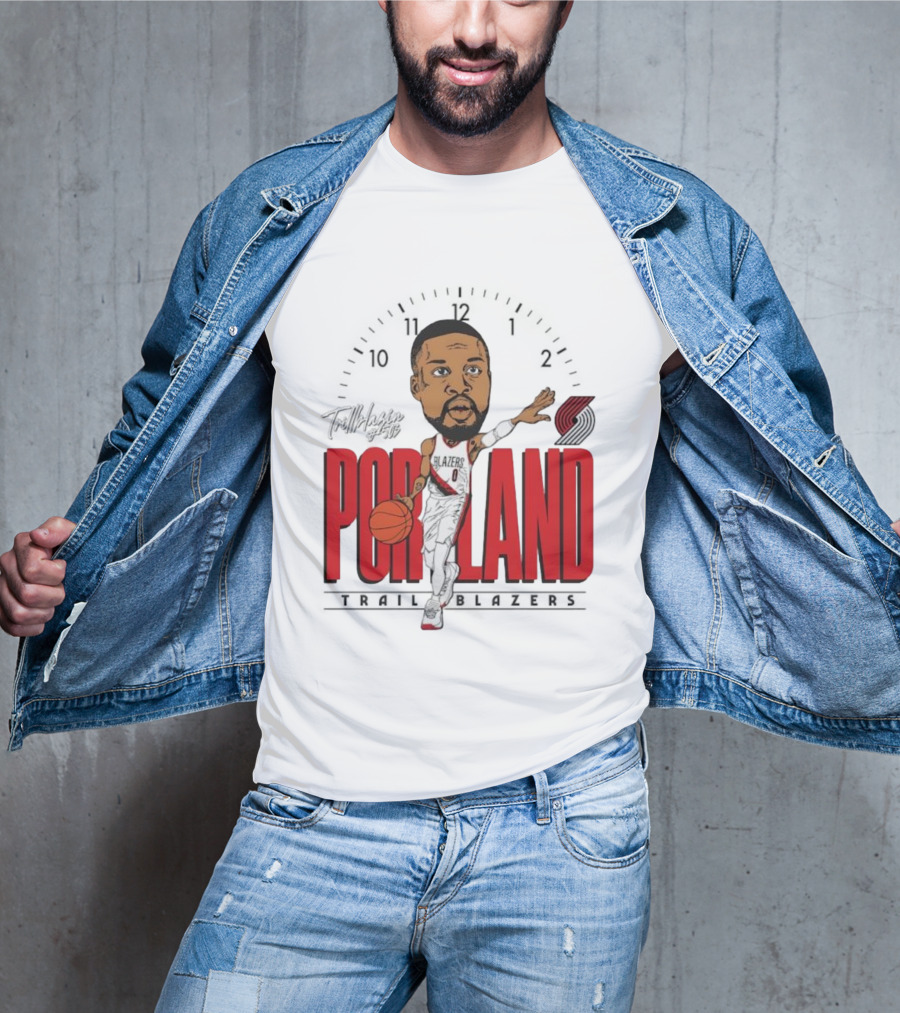 Portland Trail Blazers Cartoon Basketball Player Logo T-Shirt