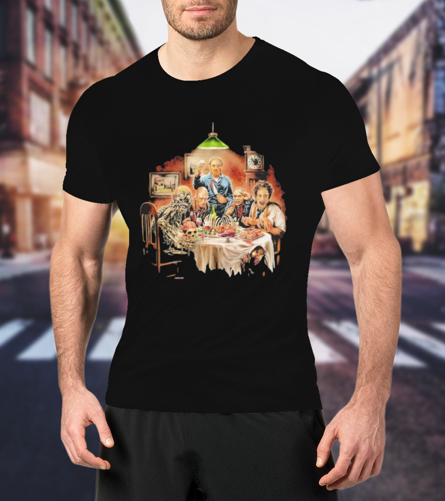 Cannibal Thanksgiving Horror Dinner With Skeletons And Monsters T-Shirt