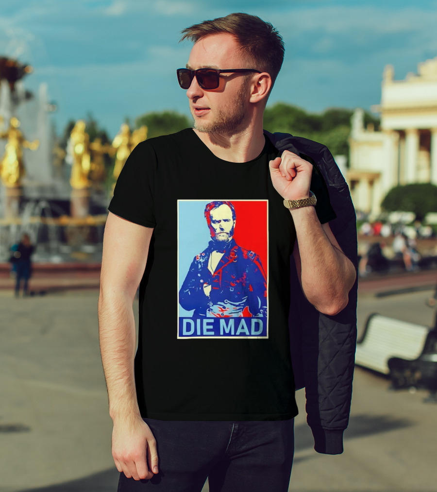 Die Mad Sherman Essential Bold Political Art Red Blue Portrait T-Shirt