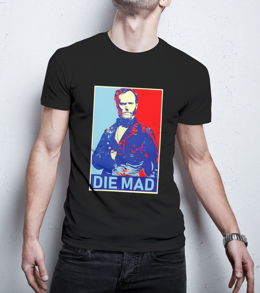 Die Mad Sherman Essential Bold Political Art Red Blue Portrait T-Shirt