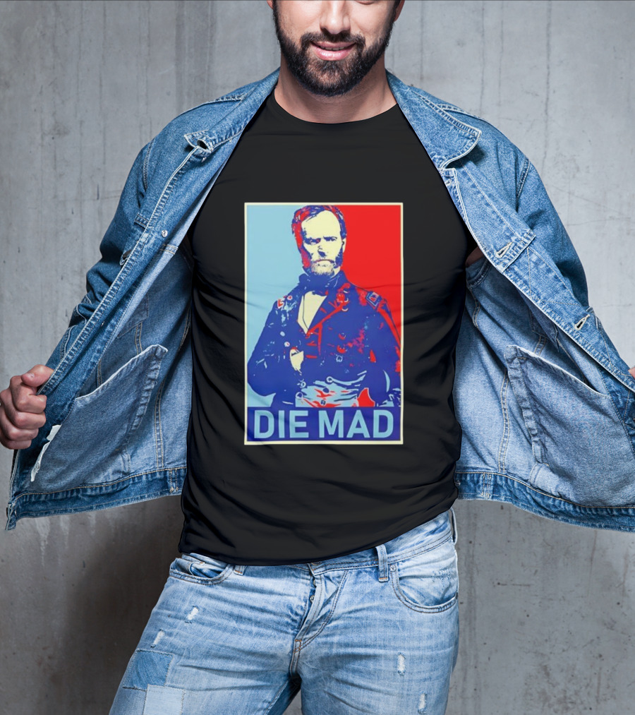 Die Mad Sherman Essential Bold Political Art Red Blue Portrait T-Shirt