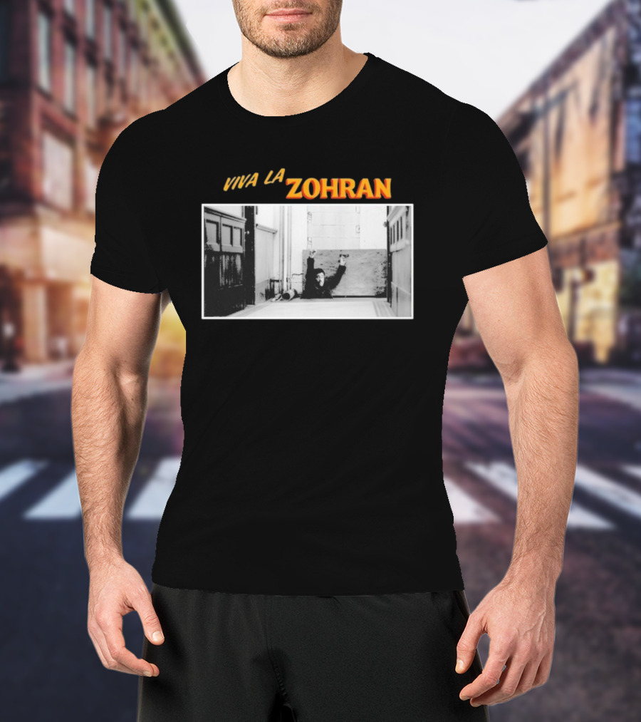 Viva La Zohran Zohran Mamdani Black And White Hallway Enthusiastic Expression T-Shirt