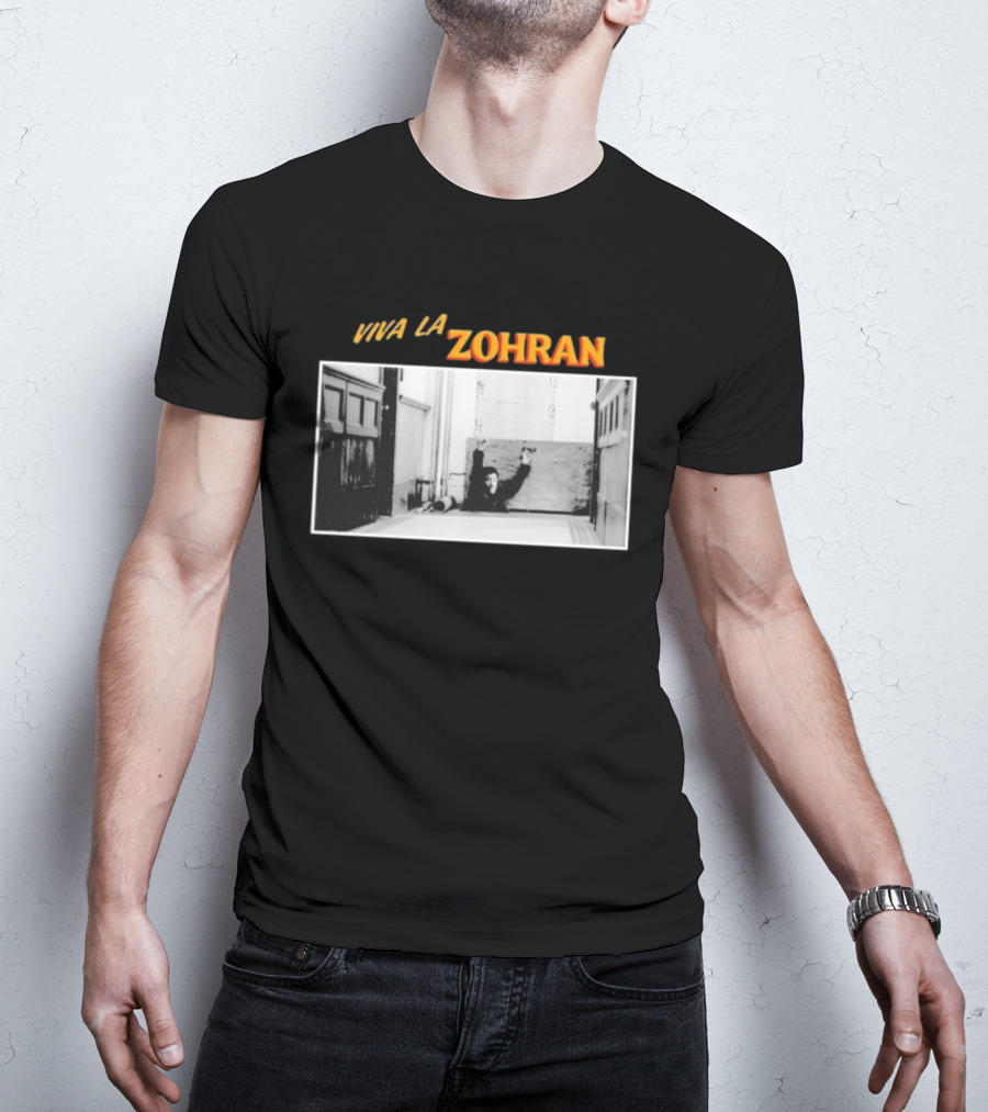 Viva La Zohran Zohran Mamdani Black And White Hallway Enthusiastic Expression T-Shirt