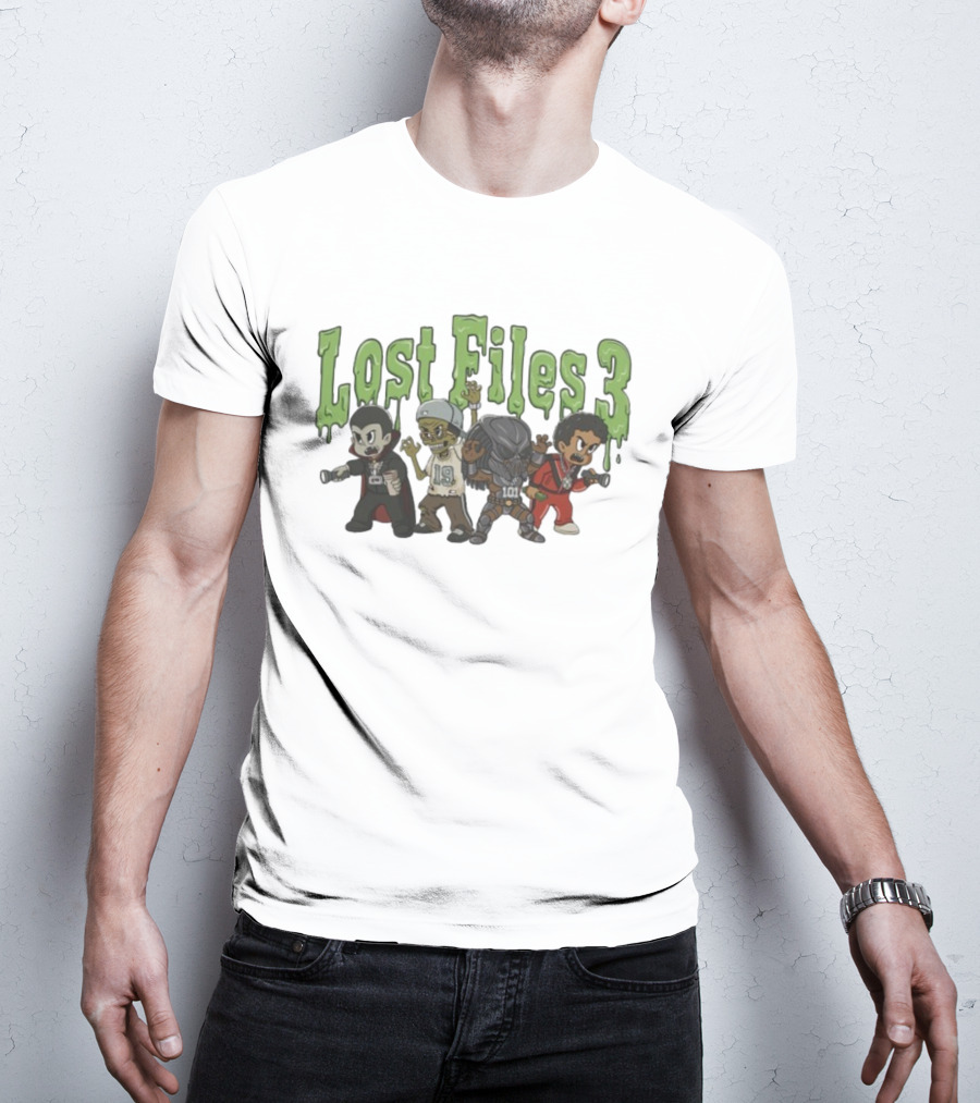 Lost Files 3 Characters With Vampire Zombie Alien Costumes T-Shirt