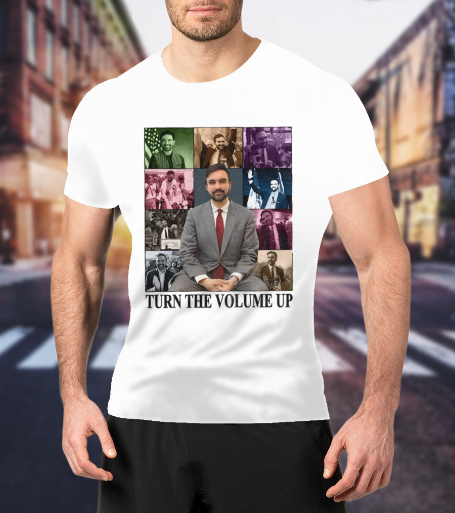Zohran Mamdani Turn The Volume Up NYC 2026 The Eras Tour Vintage Portrait Collection T-Shirt