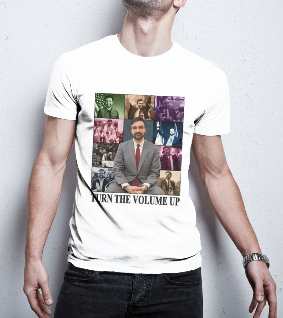 Zohran Mamdani Turn The Volume Up NYC 2026 The Eras Tour Vintage Portrait Collection T-Shirt
