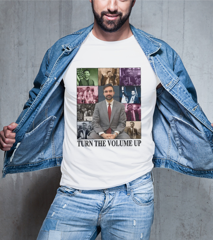 Zohran Mamdani Turn The Volume Up NYC 2026 The Eras Tour Vintage Portrait Collection T-Shirt