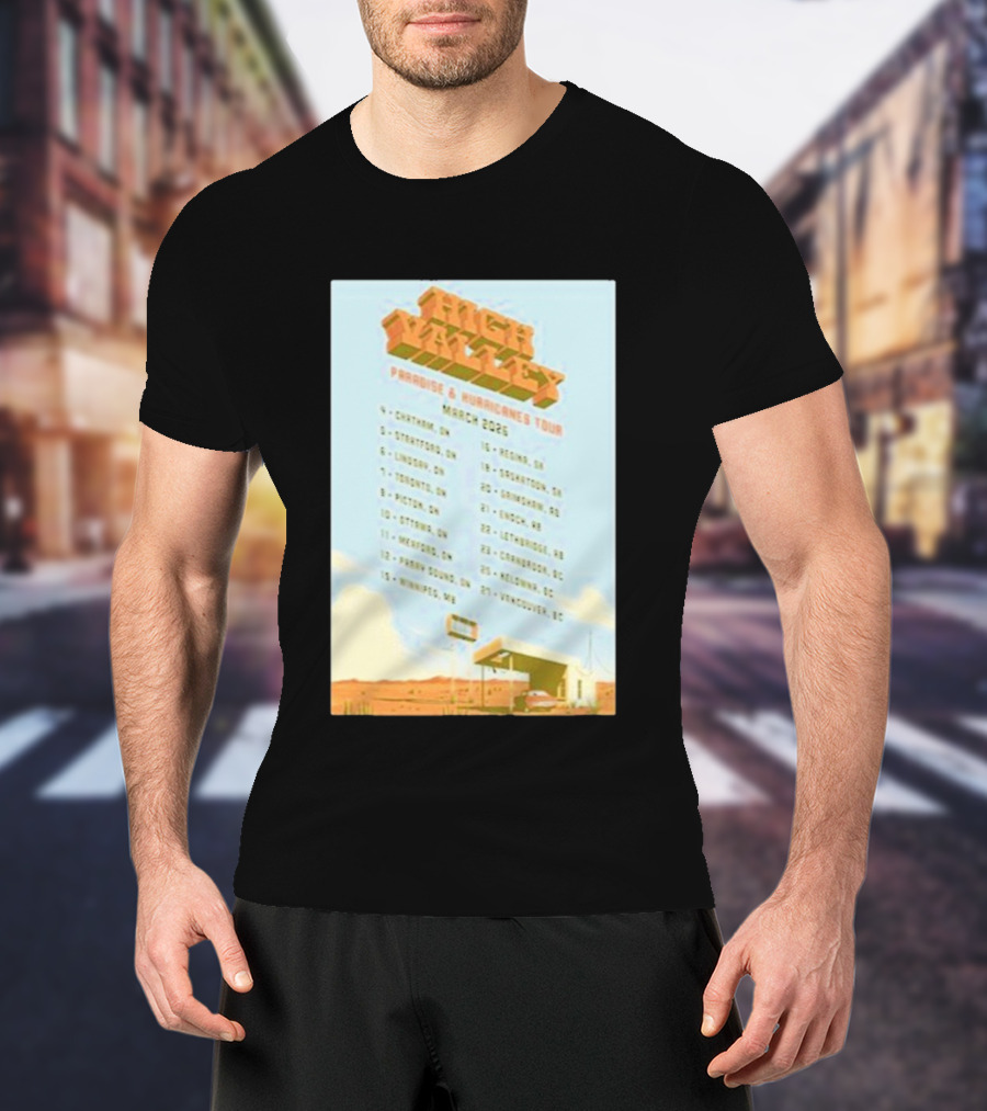 High Valley Paradise Hurricanes Tour 2026 March Dates Canada USA Locations T-Shirt