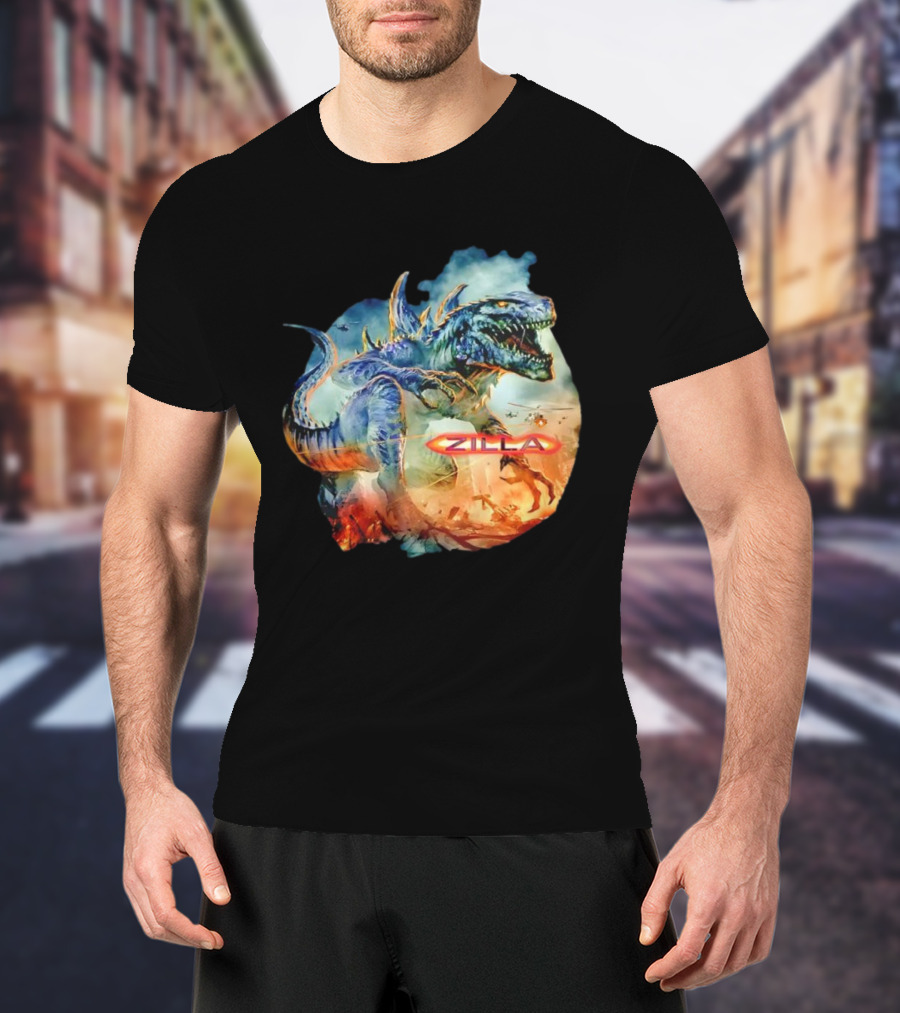 Zilla Monster Mania Epic Battle Chaos Scene T-Shirt