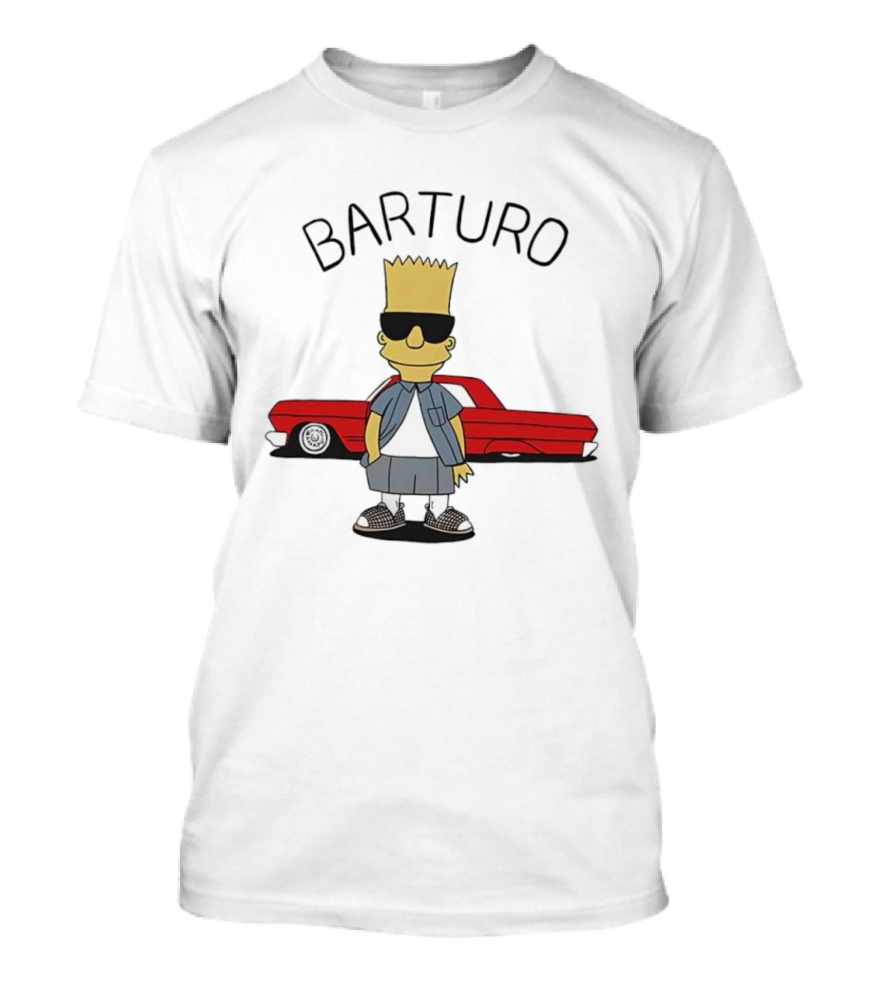 BARTURO Bart Simpson Red Car Iconic Character Parody T-Shirt